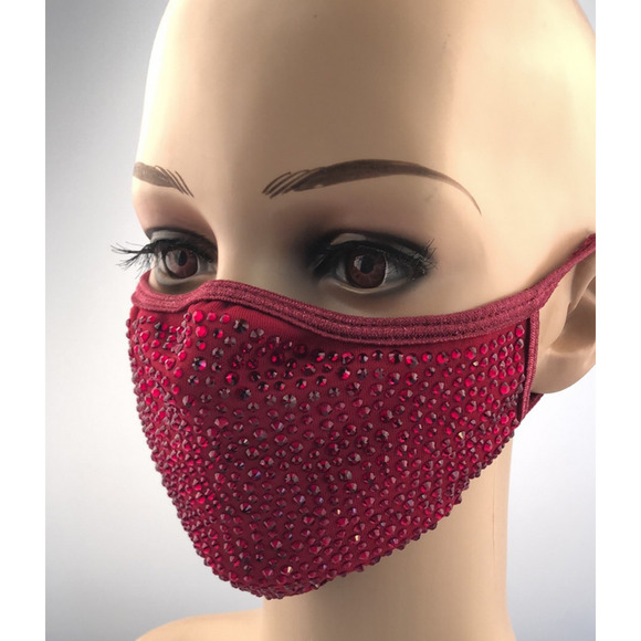 Bling Fashion Party Face Masks Crystal Rhinestone Reusable Cloth Fabric Facemask - Picture 7 of 7